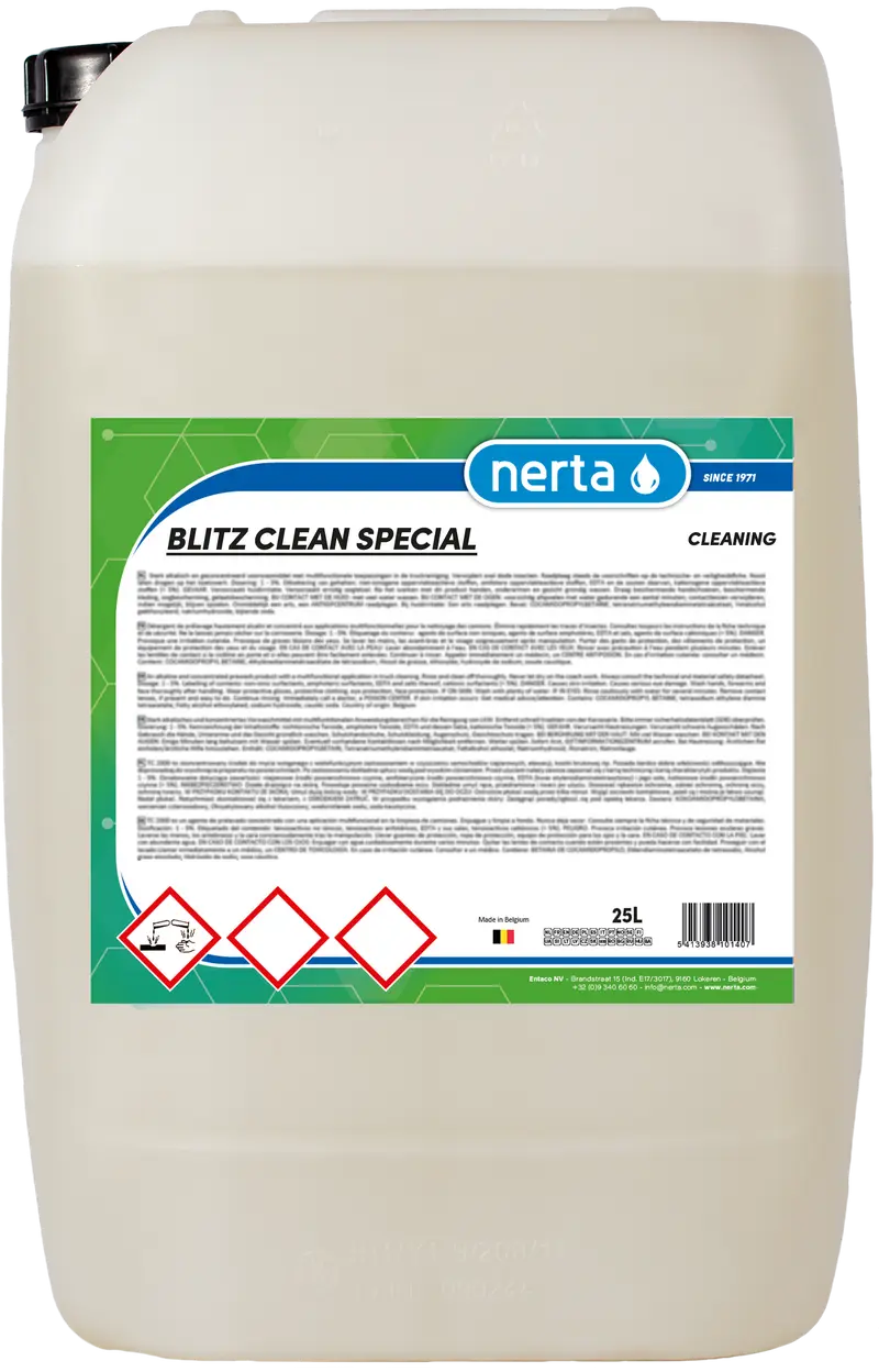 Упаковка продукции Nerta 25л. BLITZ CLEAN SPECIAL.